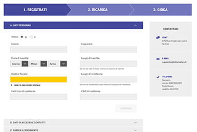 Il form per registrarsi a better