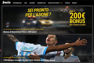 La pagina di approdo di bwin con prodotti e bonus