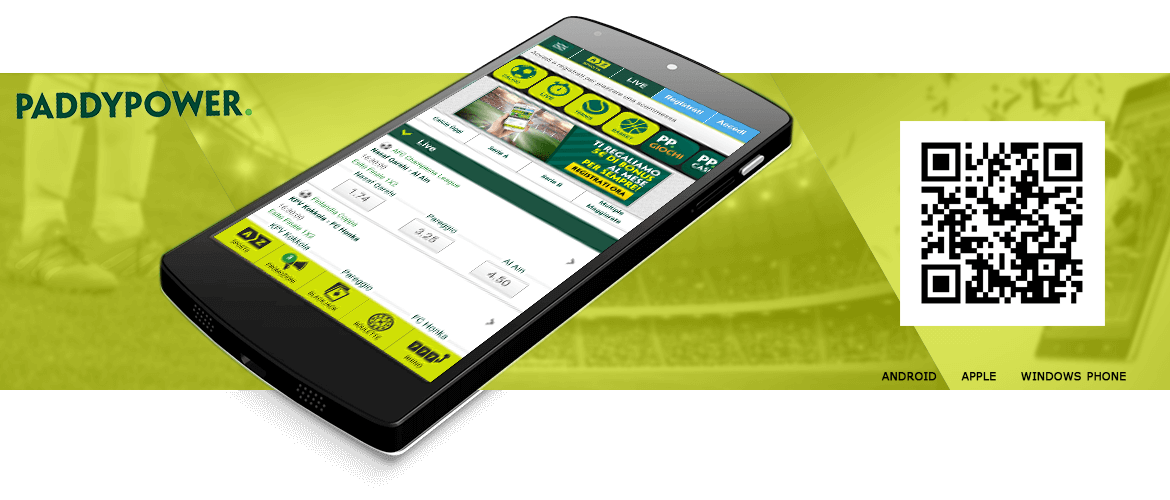 Il codice QR per scommettere via mobile su Paddy Power