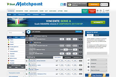 La homepage di Sisal Matchpoint